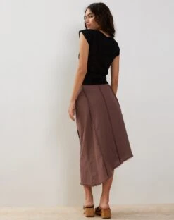 Karlesa Asymmetric Midi Skirt In Deep Taupe 10 Karlesa Asymmetric Midi Skirt In Deep Taupe -Outlet Modi Vora Store KARLESA SKIRT DEEP TAUPE189708