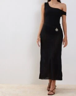 Katja Maxi Dress In Black Textured Crochet 9 Katja Maxi Dress In Black Textured Crochet -Outlet Modi Vora Store KATJA DRESS BLACK188289