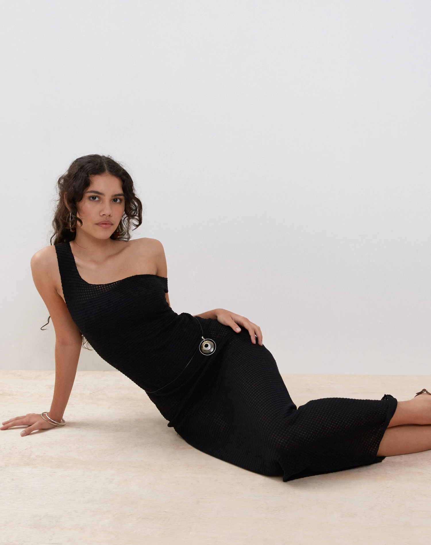 Katja Maxi Dress In Black Textured Crochet 4 Katja Maxi Dress In Black Textured Crochet - Image 4