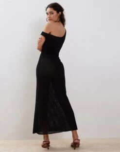 Katja Maxi Dress In Black Textured Crochet 11 Katja Maxi Dress In Black Textured Crochet -Outlet Modi Vora Store KATJA DRESS BLACK188322