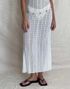 Kehlani Sheer Midi Dress In Cream Lace -Outlet Modi Vora Store KEHLANI MIDI DRESS LACE CREAM 13