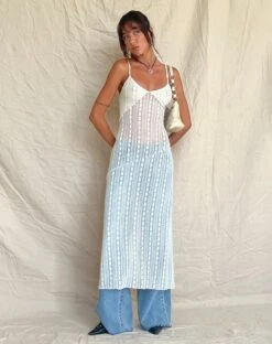 Kehlani Sheer Midi Dress In Cream Lace