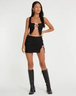 Wei Mini Skirt In Black -Outlet Modi Vora Store KENAYA TOP WEHAN SKIRT BLACK 122569 1