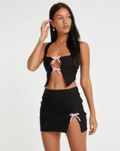 Wei Mini Skirt In Black -Outlet Modi Vora Store KENAYA TOP WEHAN SKIRT BLACK 122585