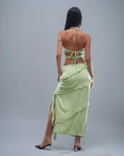 Varena Low Rise Ruffle Maxi Skirt In Mint Sage -Outlet Modi Vora Store KOEN TOP AND VARENA RUFFLE MAXI SKIRT MINT SAGE 18