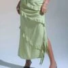 Varena Low Rise Ruffle Maxi Skirt In Mint Sage
