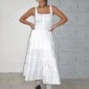 Koizumi Tiered Maxi Dress In Poplin White
