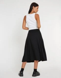 Kozani Midi Skirt In Black -Outlet Modi Vora Store KOZANI SKIRT BLACK 135695