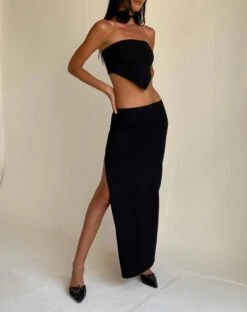 Stusie Split Hem Maxi Skirt In Black