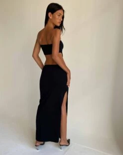 Stusie Split Hem Maxi Skirt In Black -Outlet Modi Vora Store LADSHE TOP BLACK STUSIE SPLIT MAXI SKIRT BLACK 23