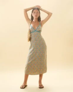 Outlet Modi Vora Store -Outlet Modi Vora Store LALU DRESS BOHEMIAN BATIK BLUE BROWN 47997