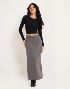 Lanula Midi Skirt In Tailoring Charcoal