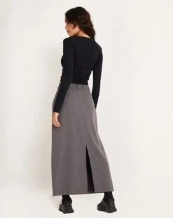 Lanula Midi Skirt In Tailoring Charcoal -Outlet Modi Vora Store LANULA SKIRT TAILORING CHARCOAL 175524
