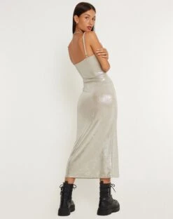 Urban X Motel Lativa Midi Dress In Silver -Outlet Modi Vora Store LATIVA DRESS SILVER 1162212