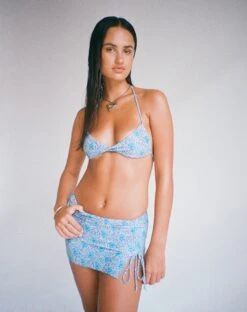 Gobita Mini Skirt In Bohemian Botanical Blue -Outlet Modi Vora Store LAUFEY BEAD BIKINI TOP FRATA BEAD BIKINI BOTTOM GOBITA MINI SKIRT BLUE BOHEMIAN BATIK SWIM 1