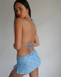 Gobita Mini Skirt In Bohemian Botanical Blue -Outlet Modi Vora Store LAUFEY BEAD BIKINI TOP FRATA BEAD BIKINI BOTTOM GOBITA MINI SKIRT BLUE BOHEMIAN BATIK SWIM 22