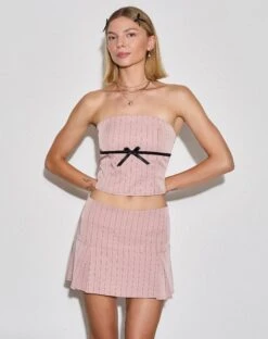 Istaka Mini Pleated Skirt In Tailoring Blush Pinstripe -Outlet Modi Vora Store LEGGY TUBE TOP ISTAKA SKIRT TAILORING BLUSH PINSTRIPE 4 08a2228a 24ea 4263 adeb 763591f2c4f1