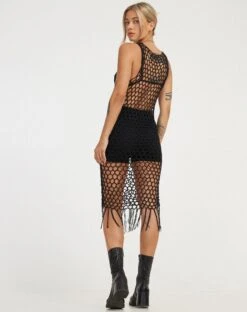 Levio Midi Dress In Black -Outlet Modi Vora Store LEVIO DRESS BLACK121849