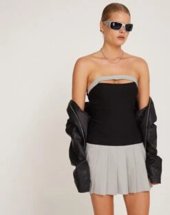 Lisma Bandeau Cut-out Mini Dress In Tailoring Grey And Black 10 Lisma Bandeau Cut-out Mini Dress In Tailoring Grey And Black -Outlet Modi Vora Store LISMA DRESS GREY NAVY 173749