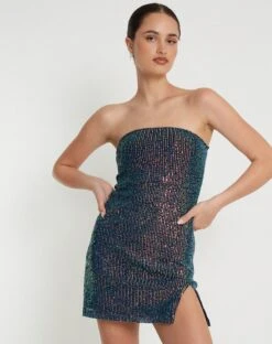 Lota Sequin Bandeau Mini Dress In Opal Shine -Outlet Modi Vora Store LOTA DRESS OPAL SHINE 165437
