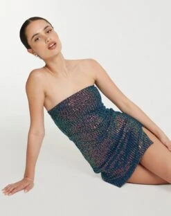 Lota Sequin Bandeau Mini Dress In Opal Shine -Outlet Modi Vora Store LOTA DRESS OPAL SHINE 165441