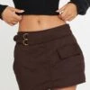 Luther Mini Cargo Skirt In Dark Brown