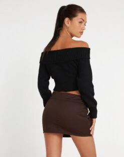 Luther Mini Cargo Skirt In Dark Brown -Outlet Modi Vora Store LUTHER SKIRT DARK BROWN 135314