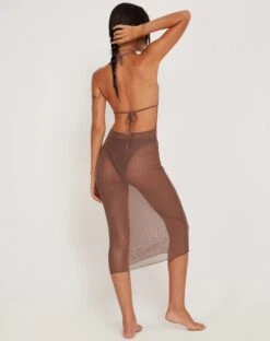 Maysa Midi Dress In Mesh Coffee -Outlet Modi Vora Store MAYSA SWIM DRESS COFFEE 183162
