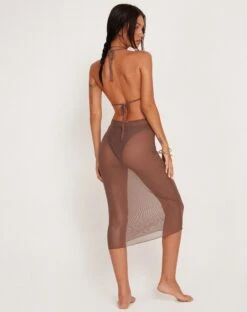 Maysa Midi Dress In Mesh Coffee -Outlet Modi Vora Store MAYSA SWIM DRESS COFFEE 183163