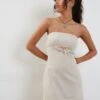 Merila Bandeau Mini Dress In Ivory Soft Tailoring