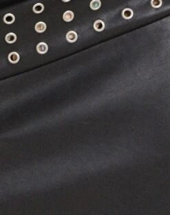 Minha Low Rise Eyelet Mini Skirt In PU Black -Outlet Modi Vora Store MINHA SKIRT PU BLACK W EYELET 152739D 1