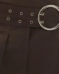 Moana Micro Mini Skirt In Dark Grey -Outlet Modi Vora Store MOANA BUCKLE MICRO SKIRT DARK GREY19307D0