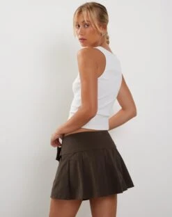 Moana Micro Mini Skirt In Dark Grey -Outlet Modi Vora Store MOANA BUCKLE MICRO SKIRT DARK GREY193087