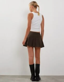Moana Micro Mini Skirt In Dark Grey -Outlet Modi Vora Store MOANA BUCKLE MICRO SKIRT DARK GREY193105