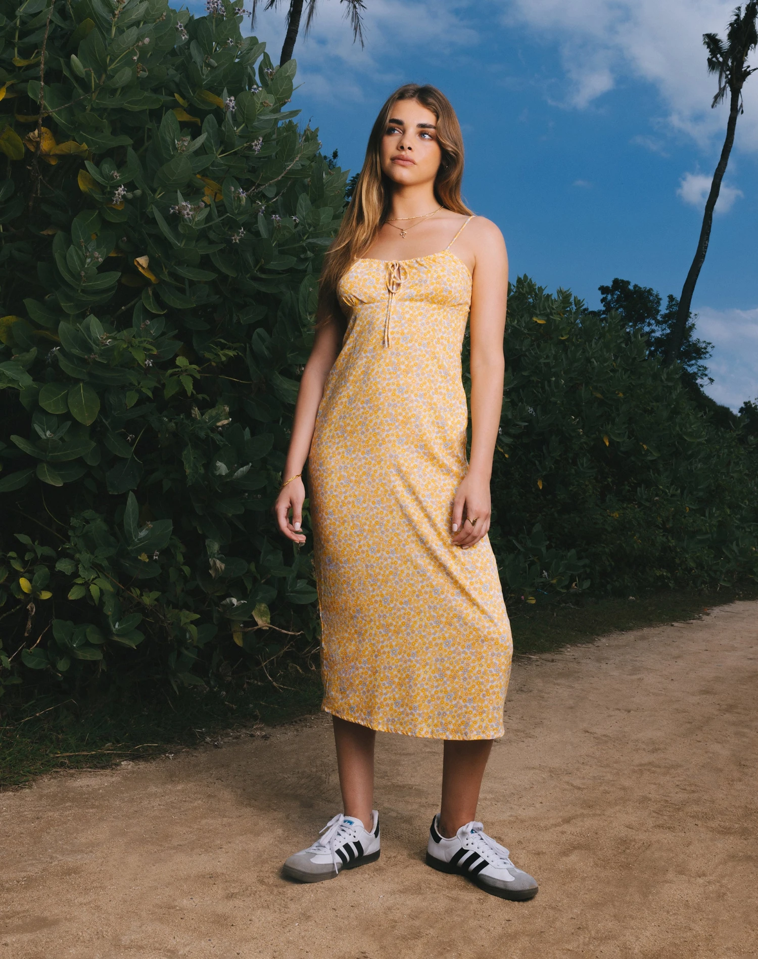 Cessilie Midi Dress In Flower Garden Yellow 1 Cessilie Midi Dress In Flower Garden Yellow