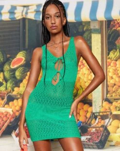 MOTEL X BARBARA Rurouni Mini Dress In Green -Outlet Modi Vora Store Motel Barbs 22