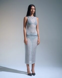 Esra Midi Skirt In Silver Chain -Outlet Modi Vora Store Motel SP Ecom Otherworld Mermaid53730