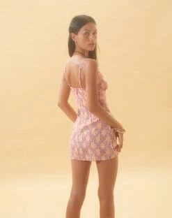 Cecan Mini Dress In Bohemian Batik Maroon Peach -Outlet Modi Vora Store Motel Tangerine Skies48268