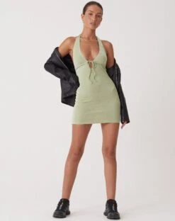 MOTEL X OLIVIA NEILL Momota Mini Dress In Washed Sage Green 10 MOTEL X OLIVIA NEILL Momota Mini Dress In Washed Sage Green -Outlet Modi Vora Store Motel oliva sp ecom 322085