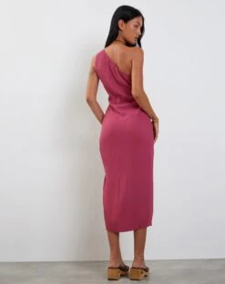 Namjun One Shoulder Midi Dress In Daco Rose Crinkle 7 Namjun One Shoulder Midi Dress In Daco Rose Crinkle -Outlet Modi Vora Store NAMJUN DRESS CRINKLE PINK 204707