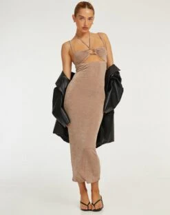 Nayara Cutout Maxi Dress In London Fog
