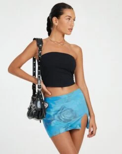 Niles Mini Skirt In Digi Petal Blue -Outlet Modi Vora Store NILES SKIRT DIGIT PETAL BLUE112916