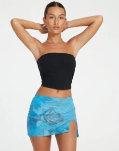 Niles Mini Skirt In Digi Petal Blue -Outlet Modi Vora Store NILES SKIRT DIGIT PETAL BLUE112930