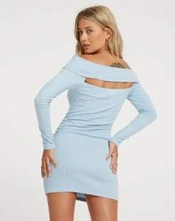 Outlet Modi Vora Store -Outlet Modi Vora Store NIWAYA DRESS TOP RIB POWDER BLUE 96283 edit