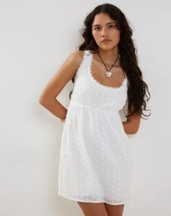 Noja Mini Dress In Broderie Anglaise White -Outlet Modi Vora Store NOJA DRESS BRODERIE ANGLAISE WHITE201439