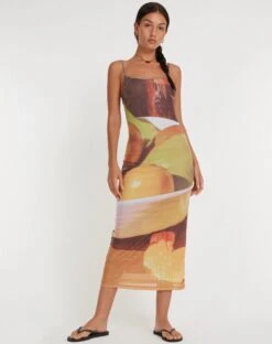 Nori Midi Dress In Fruit Photoprint