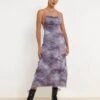 Norishi Printed Mesh Midi Dress In Smokey Gradients Purple