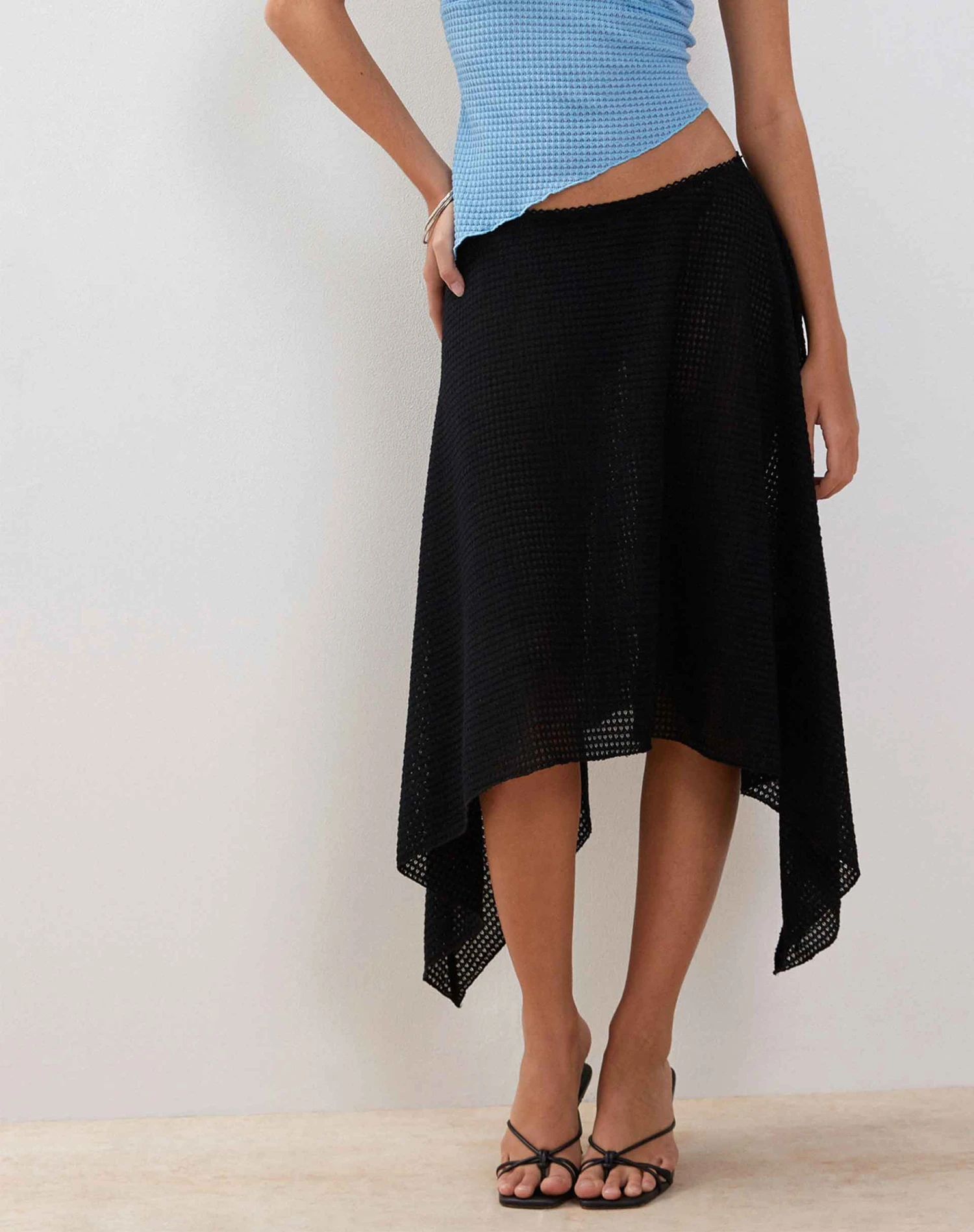 Tullia Asymmetric Midi Skirt In Black Crochet 4 Tullia Asymmetric Midi Skirt In Black Crochet - Image 4