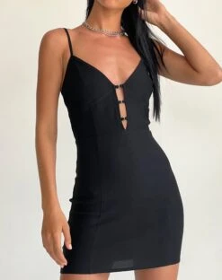 Olesia Mini Dress In Tailoring Black -Outlet Modi Vora Store OLESIA DRESS BLACK TAILORING 2