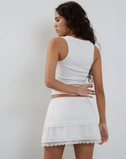 Ryila Frill Mini Skirt In White -Outlet Modi Vora Store OLIVIA ECOMM 207622